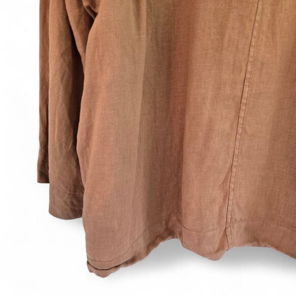 J.Jill Pure Jill Elements Womens 2X Linen Jacket Brown Hip Length Pockets - Picture 7 of 13